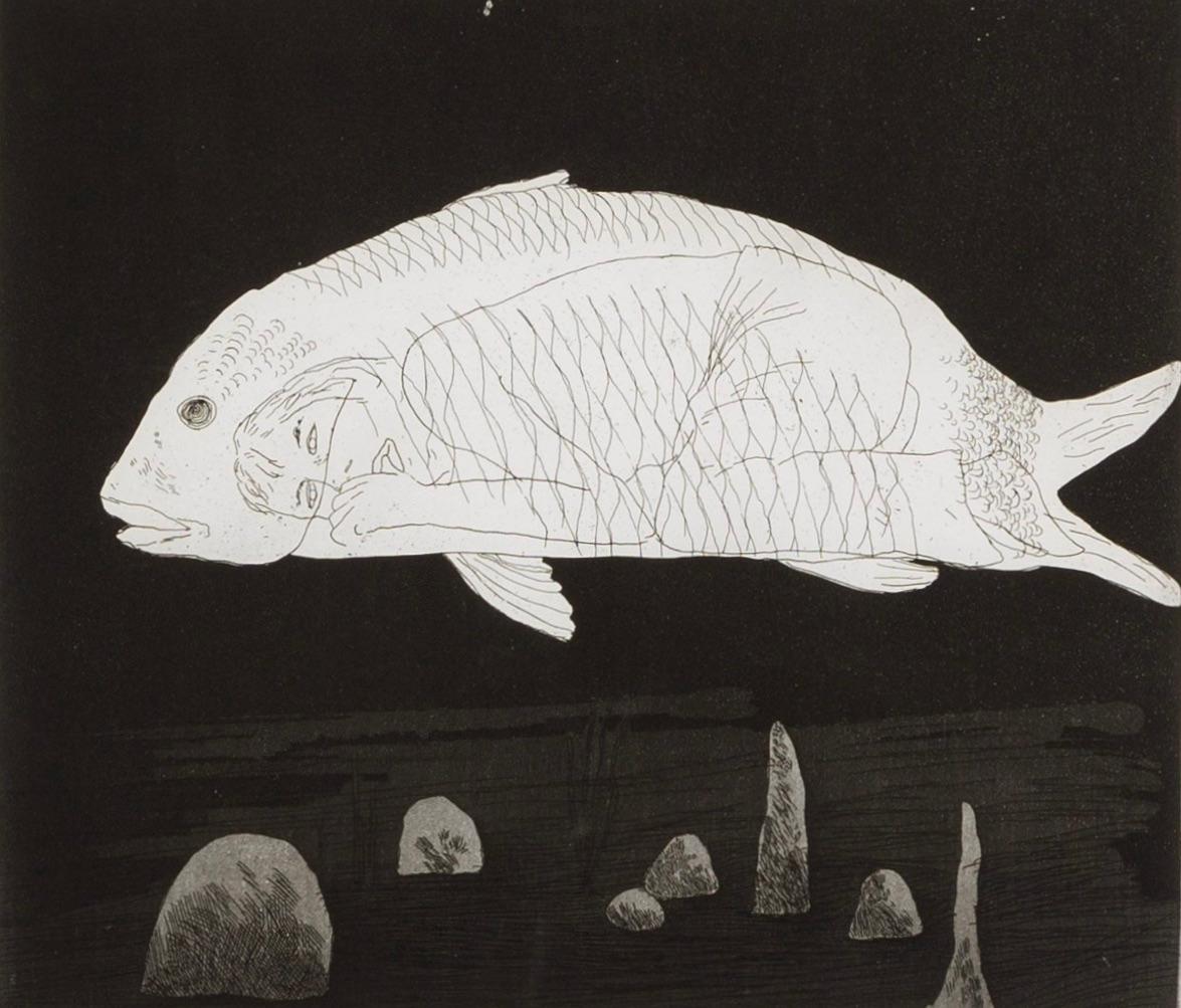 Il ragazzo nascosto in un pesce, 1969 - Stampa di David Hockney, edizione di 400 esemplari
