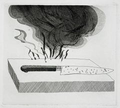 The carpenter's bench, a knife and fire Six David Hockney Brothers Grimm
