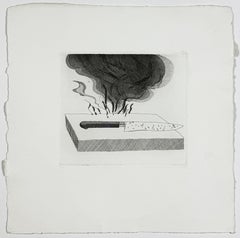 The carpenter's bench, a knife and fire Six David Hockney Brothers Grimm