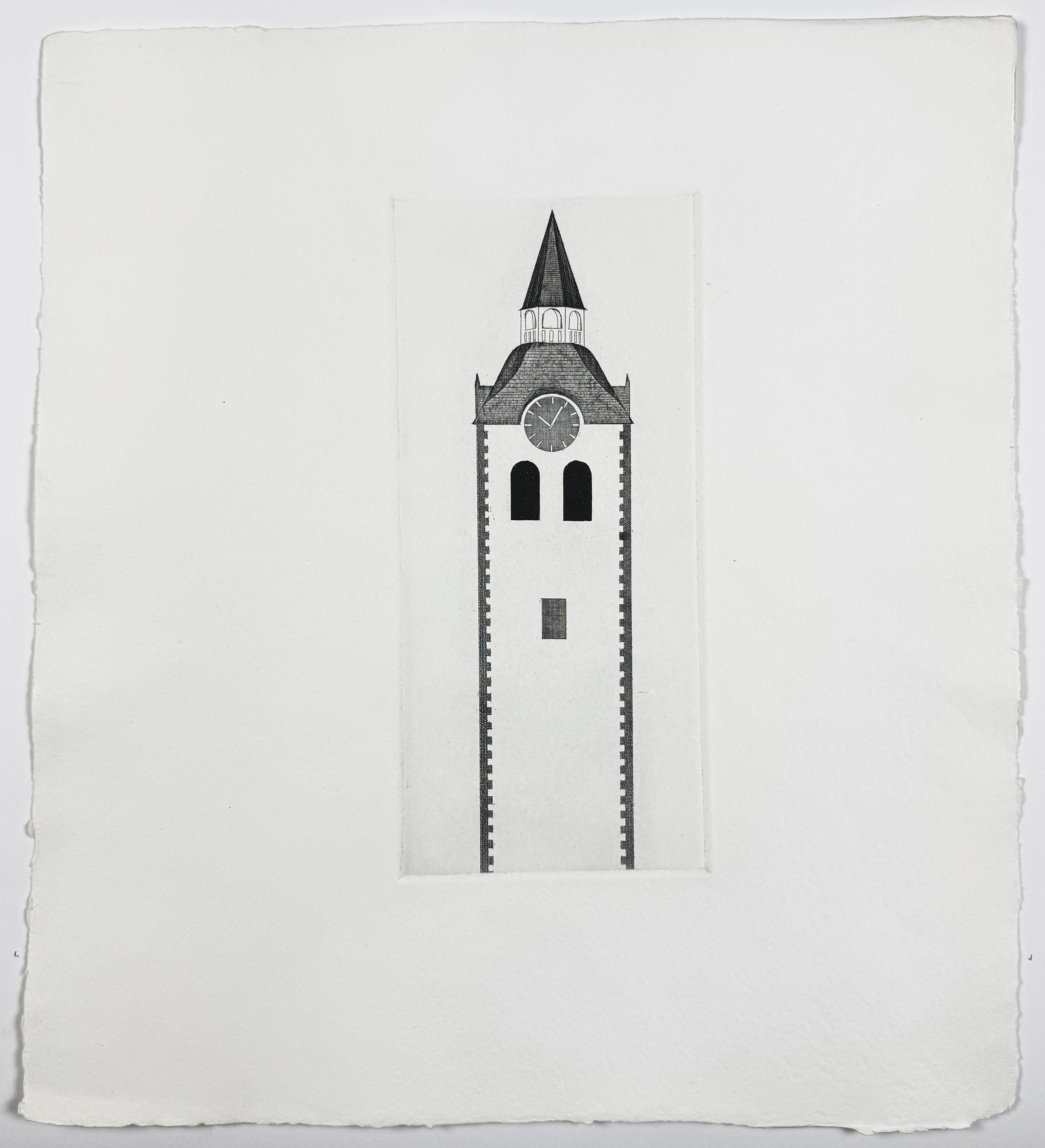La torre de la iglesia y el reloj de David Hockney Cuentos de los hermanos Grimm