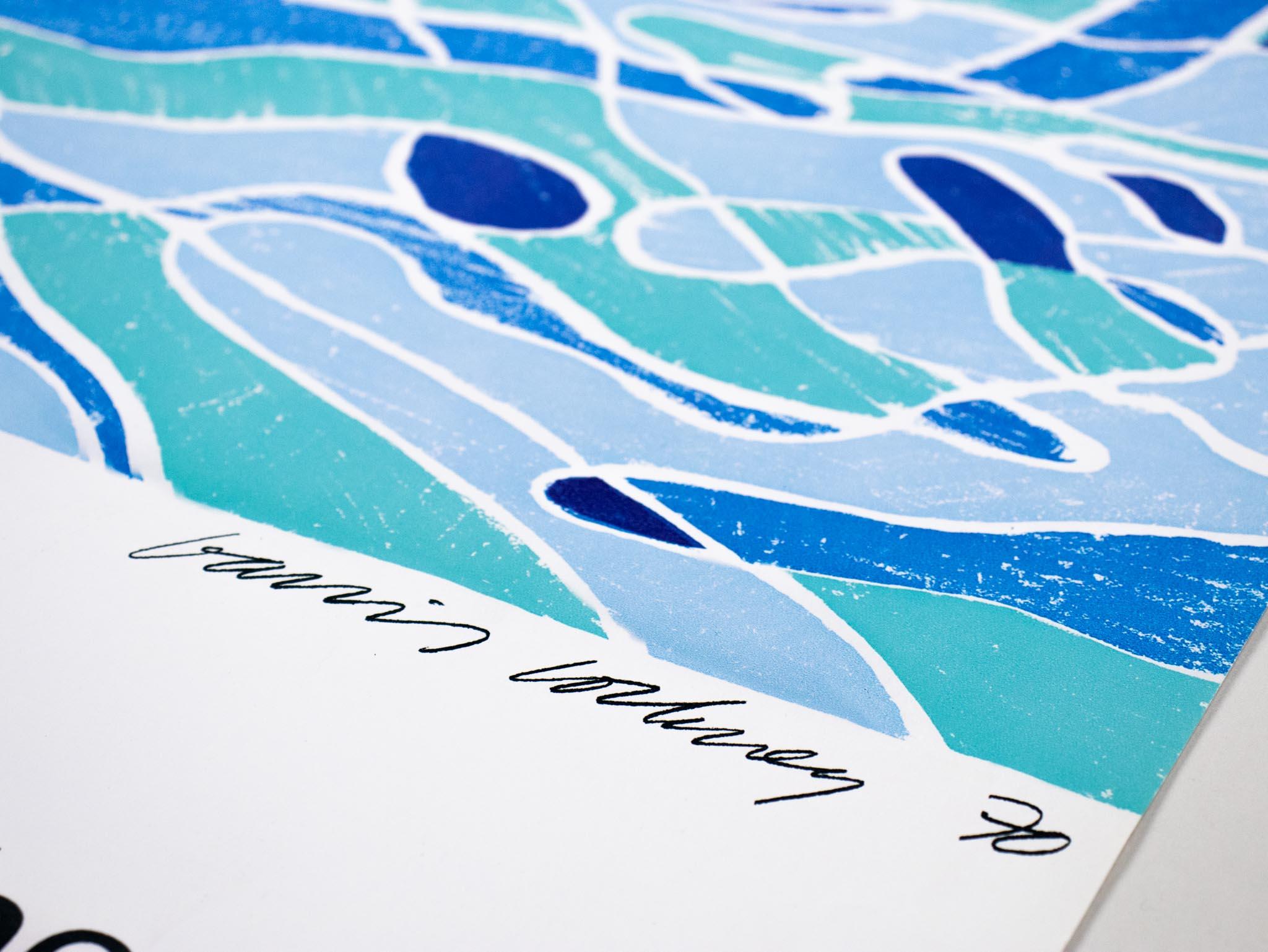 The Diver - Olympic Games 1972 Munich - Original Poster - Edition Olympia Print - Blue Figurative Print by David Hockney
