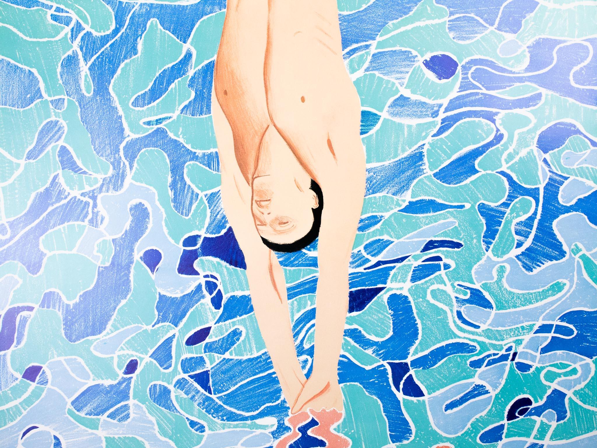 David HOCKNEY
El Buzo (Olympische Spiele München 1972)

Edición publicada por Edition Olympia 1972 GmbH, Múnich
Original de la época, sin reimpresiones ni reediciones
Viene con un Certificado de Autenticidad (CdA)

© EDITION OLYMPIA 1972