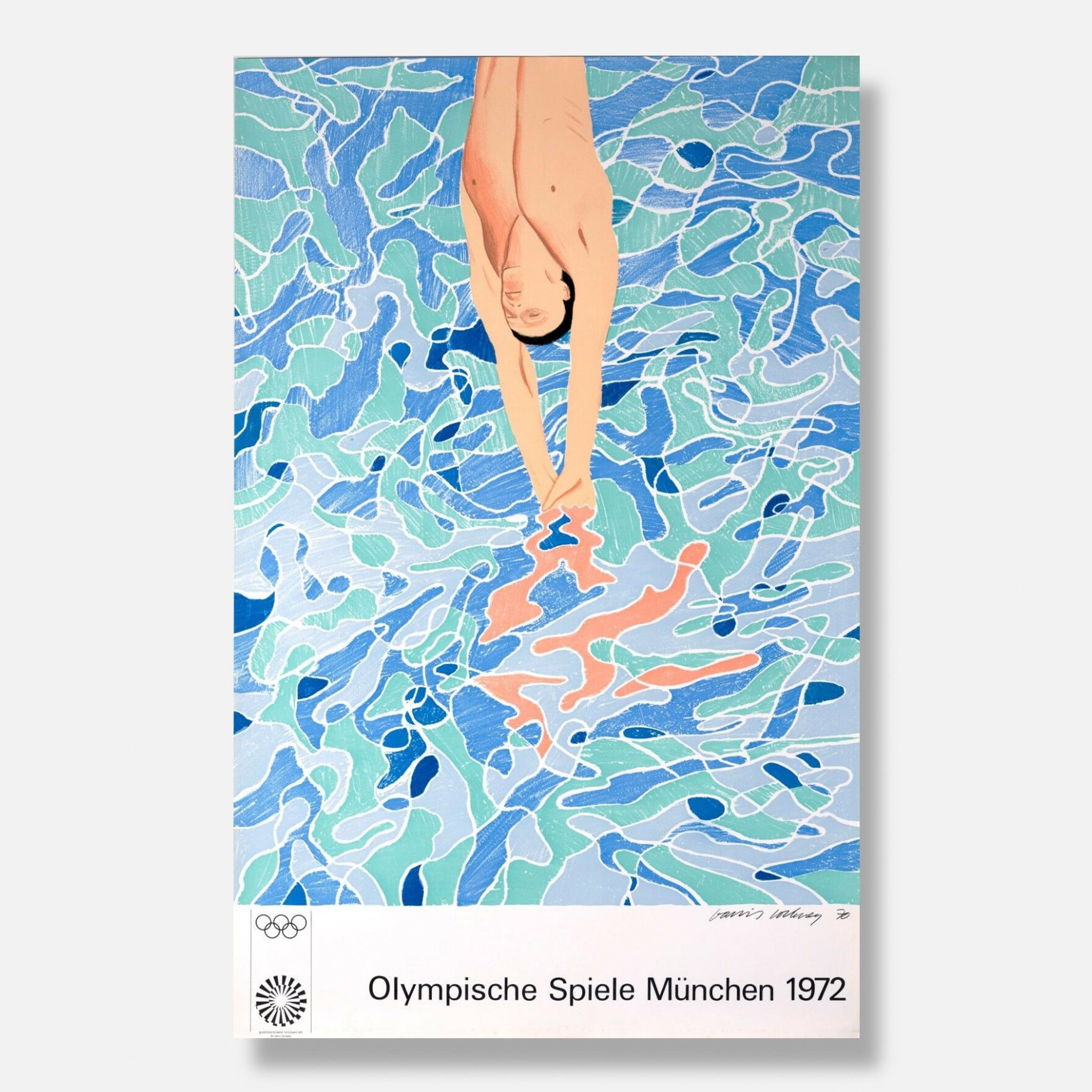 David Hockney Figurative Print - The Diver - Olympic Games 1972 Munich - Original Poster - Edition Olympia Print