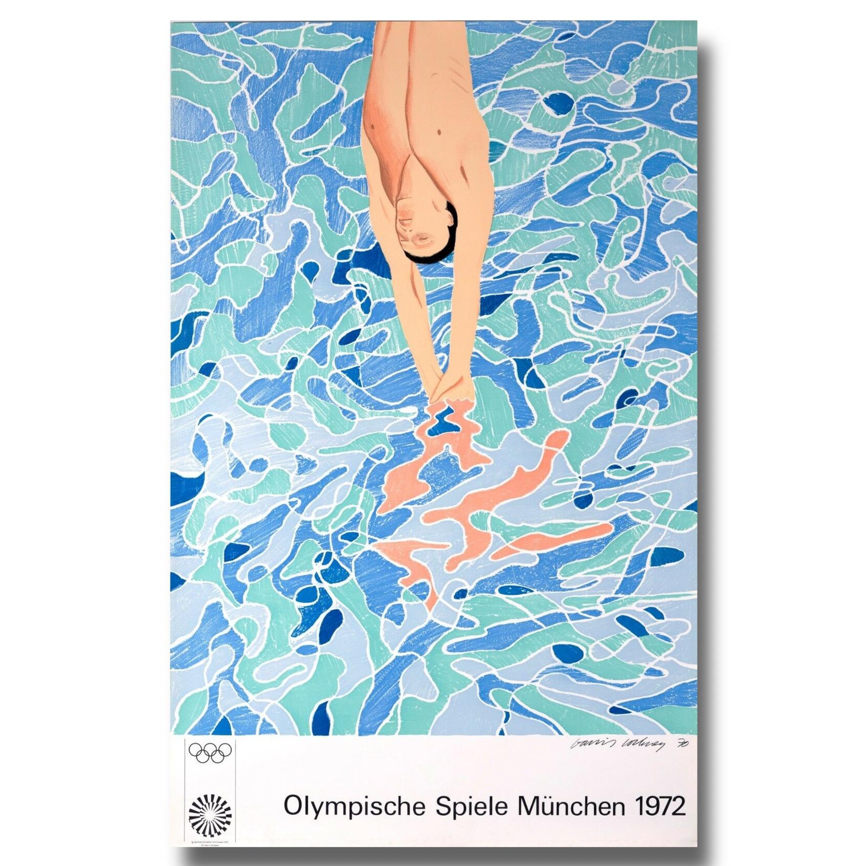 David Hockney Figurative Print - The Diver - Olympic Games 1972 Munich - Original Poster - Edition Olympia Print