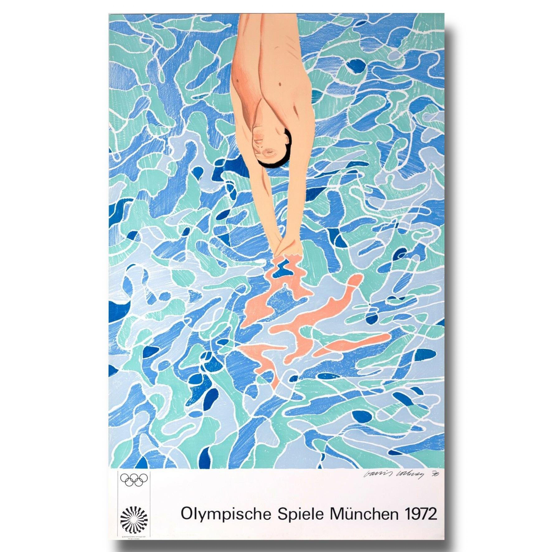 David Hockney Figurative Print – The Diver – Olympische Spiele 1972 München – Originalplakat, Olympia-Druck