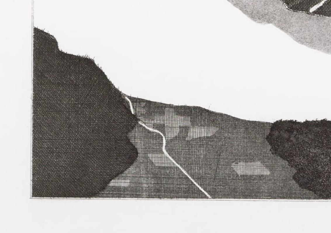 David Hockney, El lago, Impresión de los años 60 en blanco y negro, Montañas y agua en venta 4