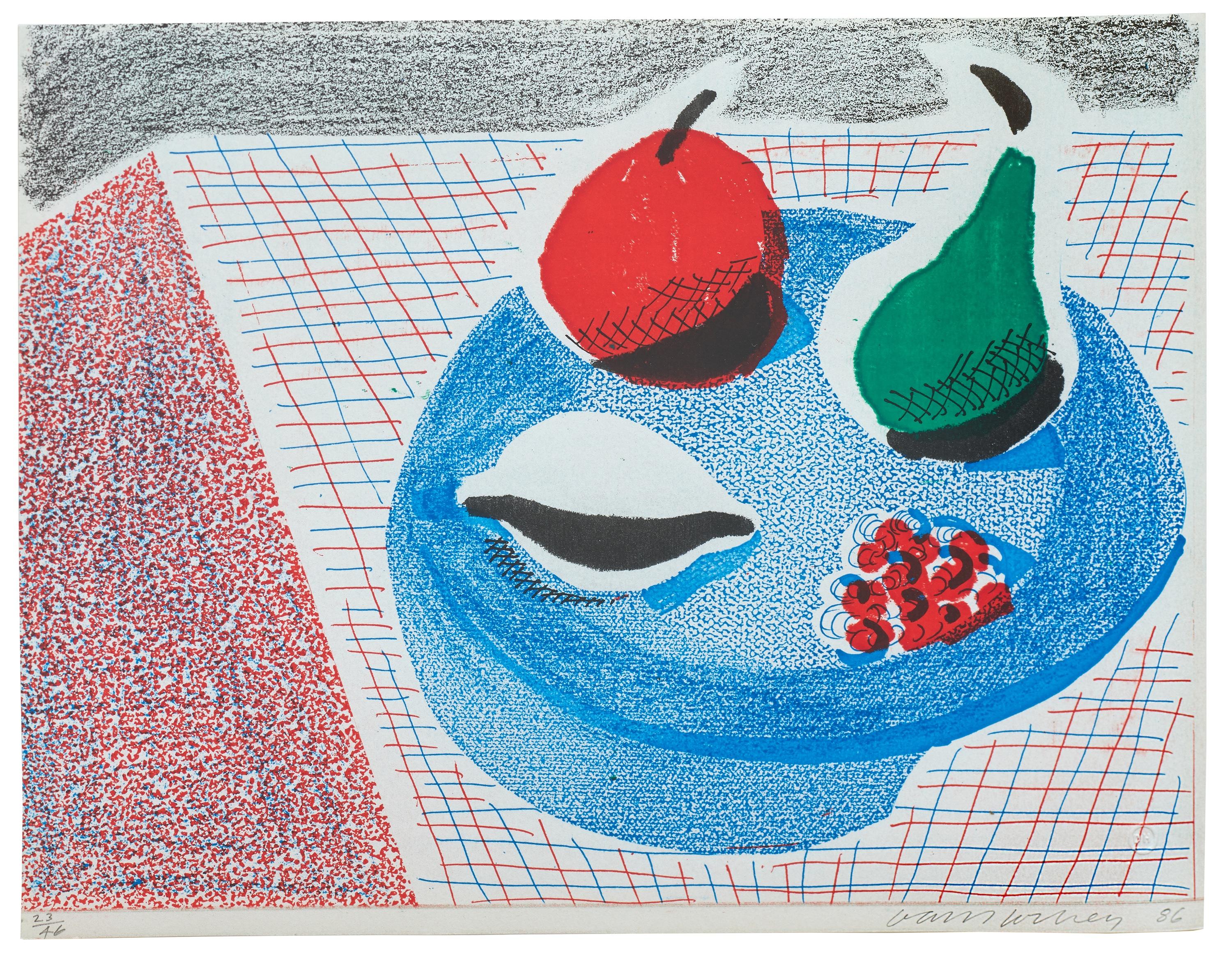 The Round Plate, abril de 1986 -- Grabado, Hecho en casa, Naturaleza muerta de David Hockney en venta 1
