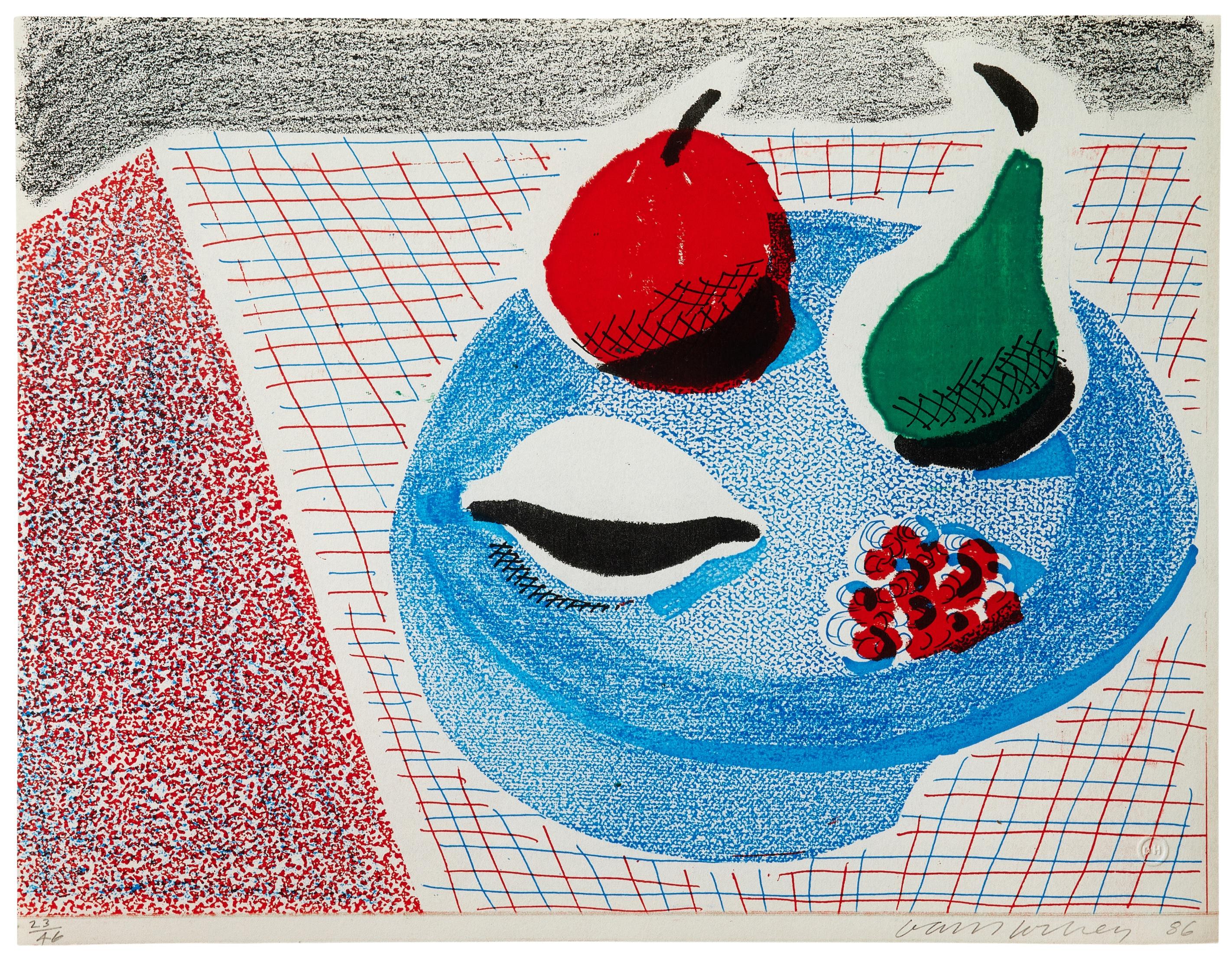 The Round Plate, April 1986 -- Print, Homemade, Still-life by David Hockney