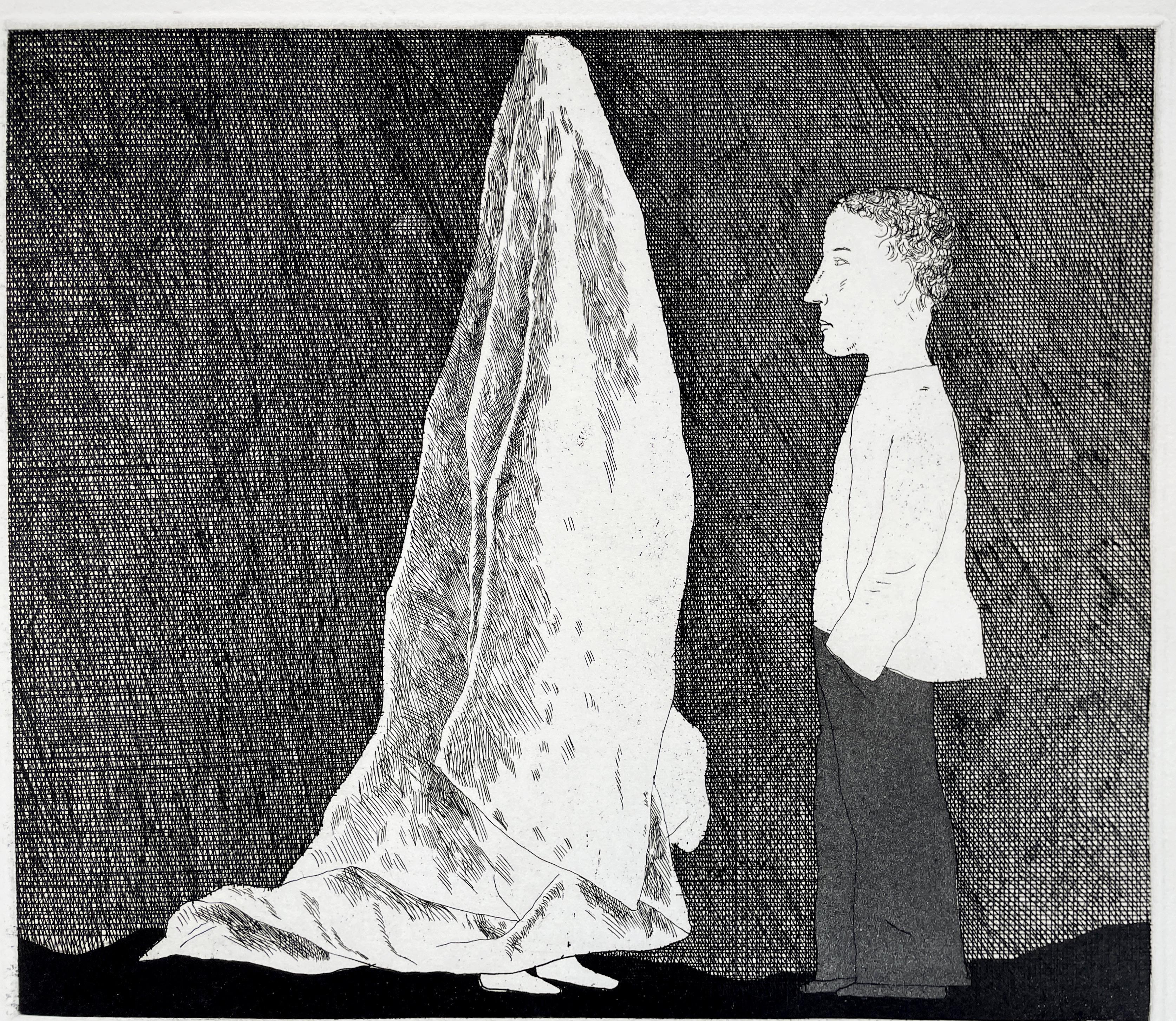 The Sexton disguised as a Ghost stood still as Stone (Brothers Grimm) Hockney - Print by David Hockney
