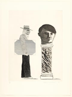 The Student: Homage to Picasso -- Print, Etching, Contemporary by David Hockney