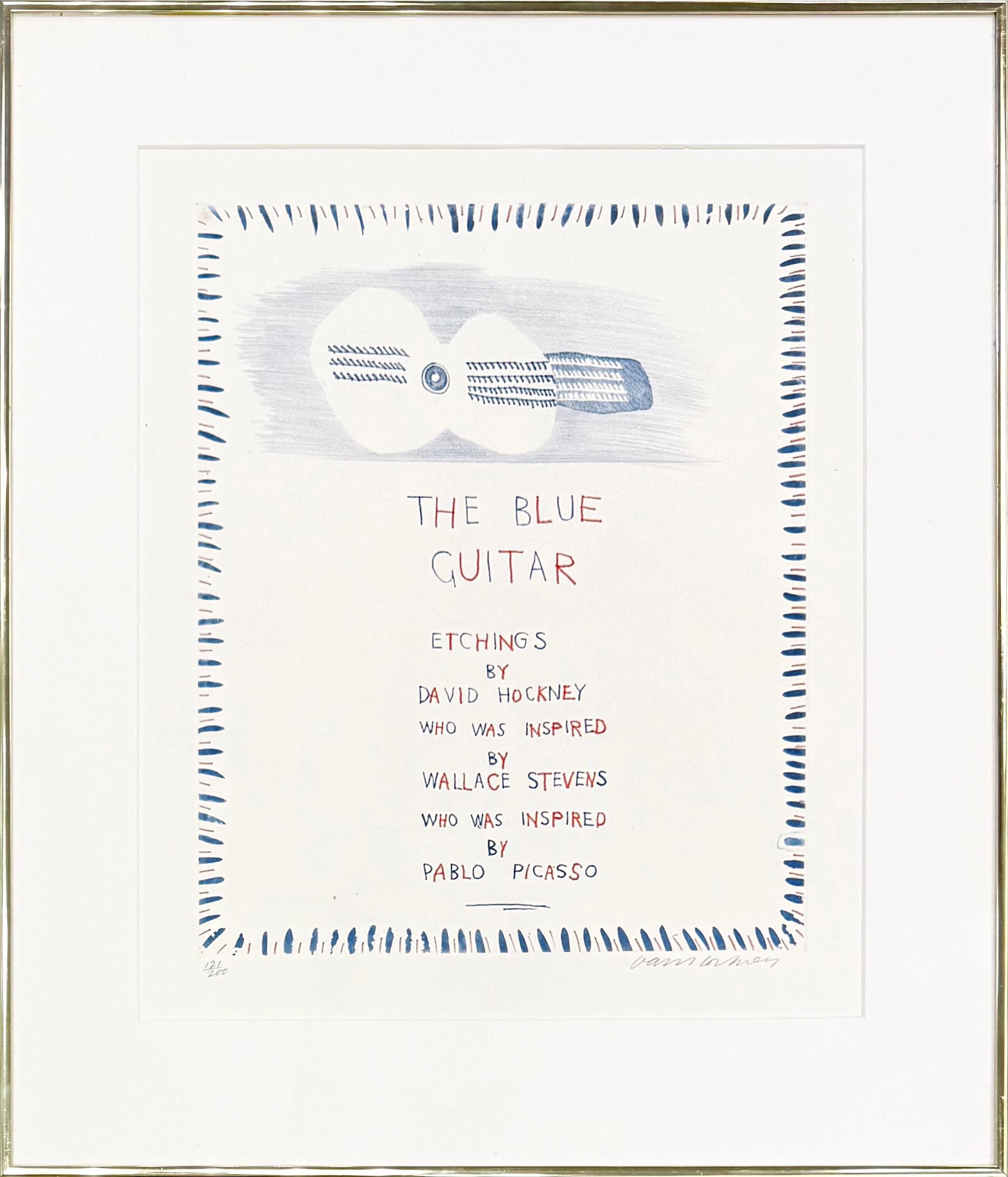 David Hockney Abstract Print - Title Page (from the Blue Guitar portfolio), hand signed