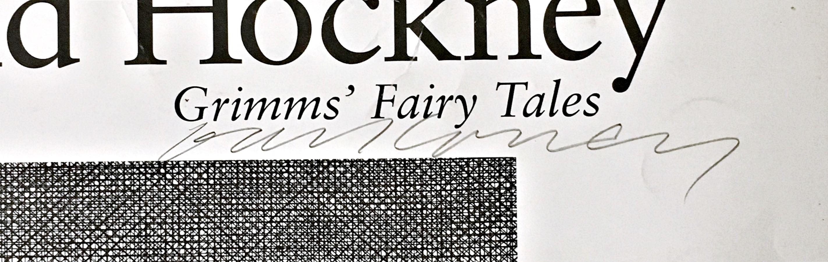 Affiche d'exposition britannique des Contes de la foire de Grimms (signée à la main par David Hockney) en vente 3