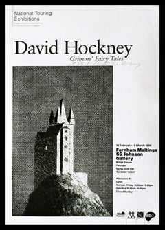 Cartel de la exposición en el Reino Unido de Los cuentos de hadas de Grimms (Firmado a mano por David Hockney)