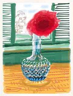 Untitled No.281 -- iPhone Drawing, Window, Still Life, Flowers by David Hockney