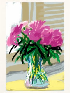Untitled No.535 -- iPhone Drawing, Window, Still Life, Flowers by David Hockney