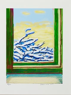 Untitled No.610 -- iPhone Drawing, Window, Winter, Snow by David Hockney