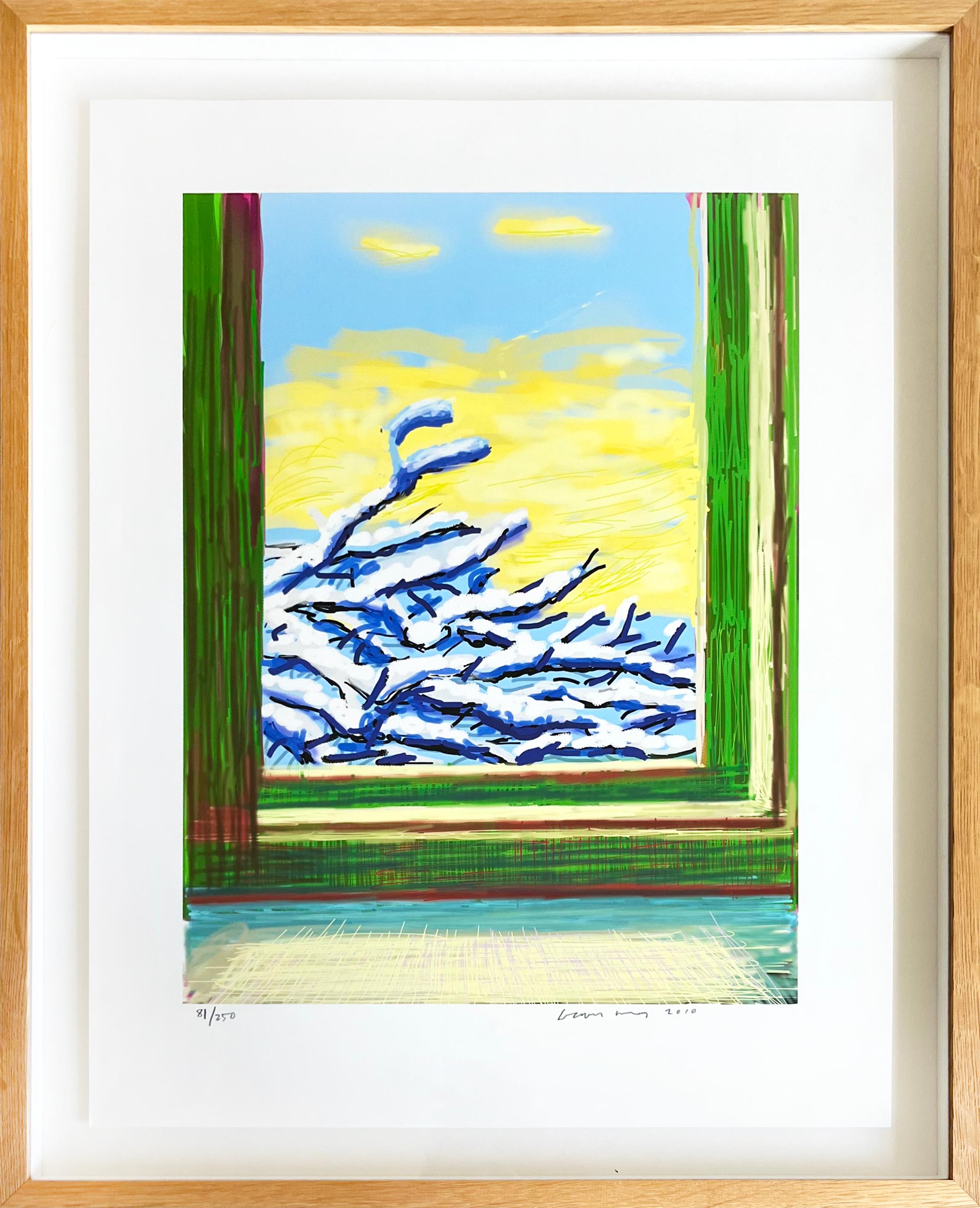 David Hockney Landscape Print - "Untitled" Snow No. 610 from My Window
