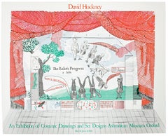 Affiche vintage de l'exposition David Hockney, Musée d'Ashmolean, 1981