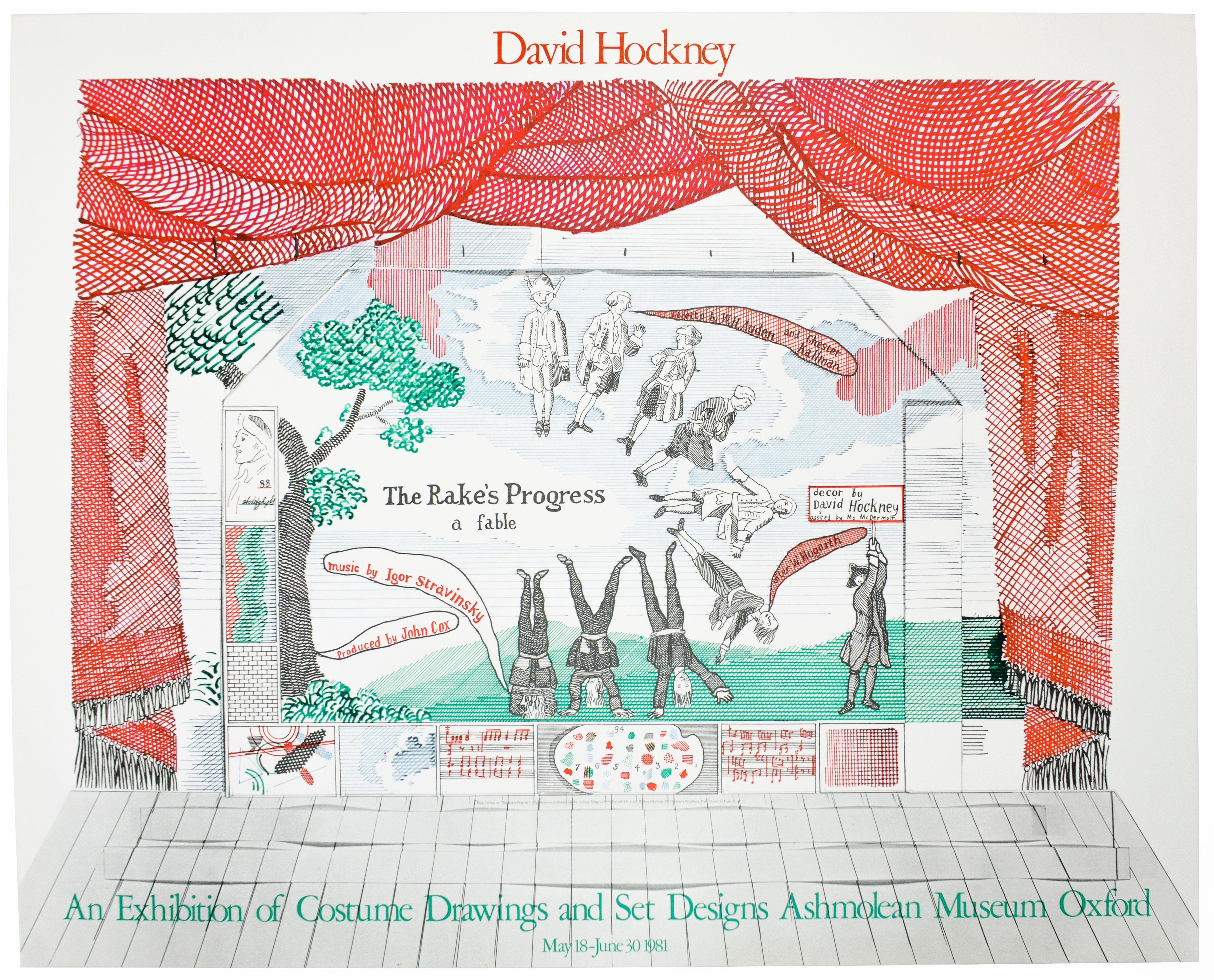 Póster vintage de la exposición de David Hockney Museo Ashmolean 1981