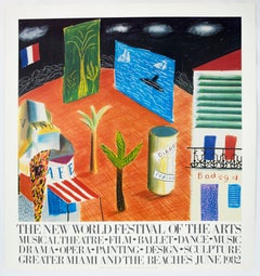 Retro David Hockney poster for New World Festival of the Arts 1982