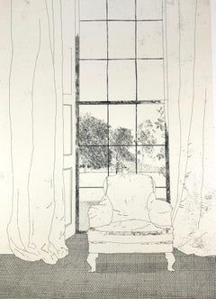 Vintage David Hockney poster French windows Arun Art Centre 1980 Brothers Grimm