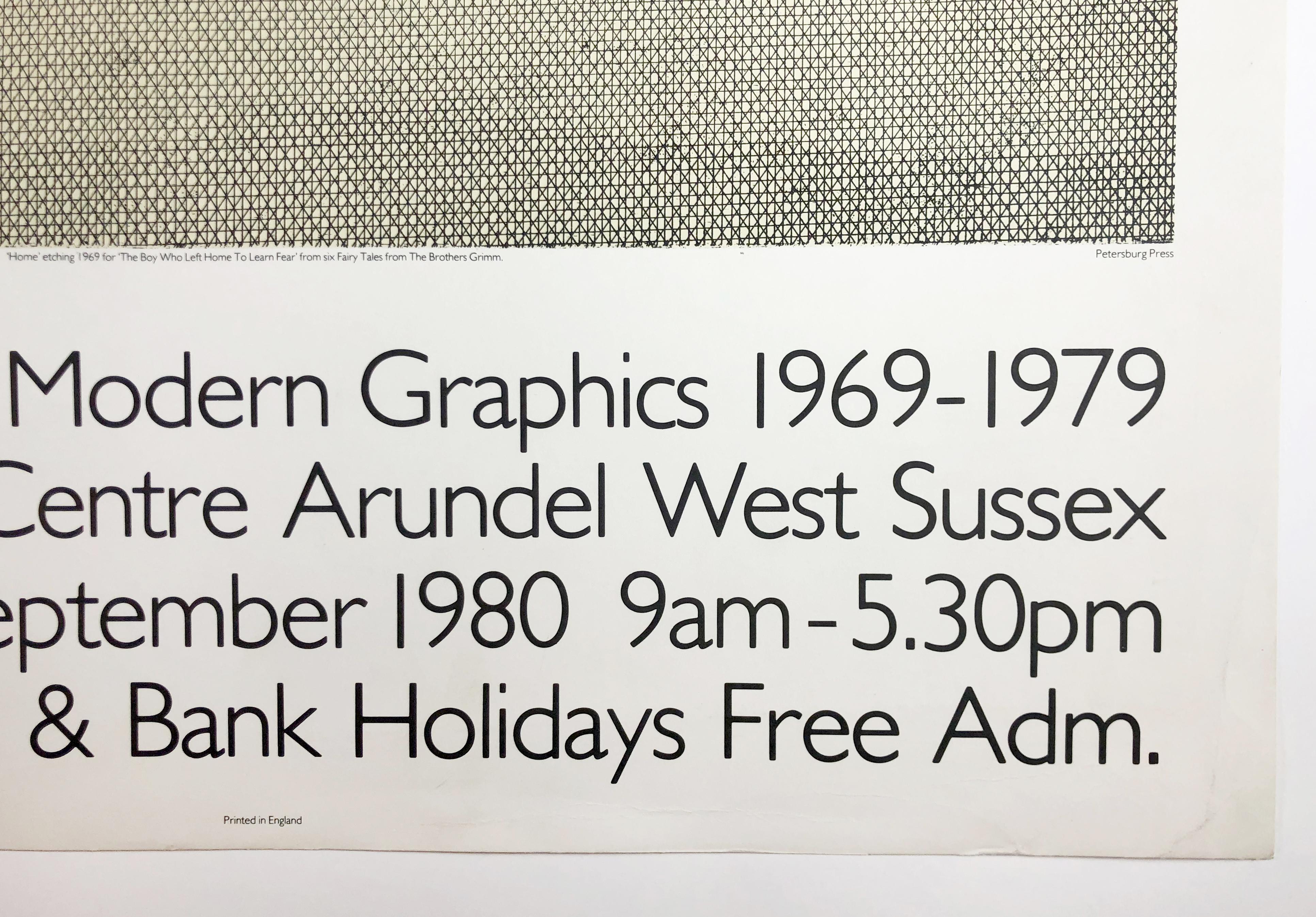 Vintage David Hockney poster French windows Arun Art Centre 1980 Brothers Grimm 2