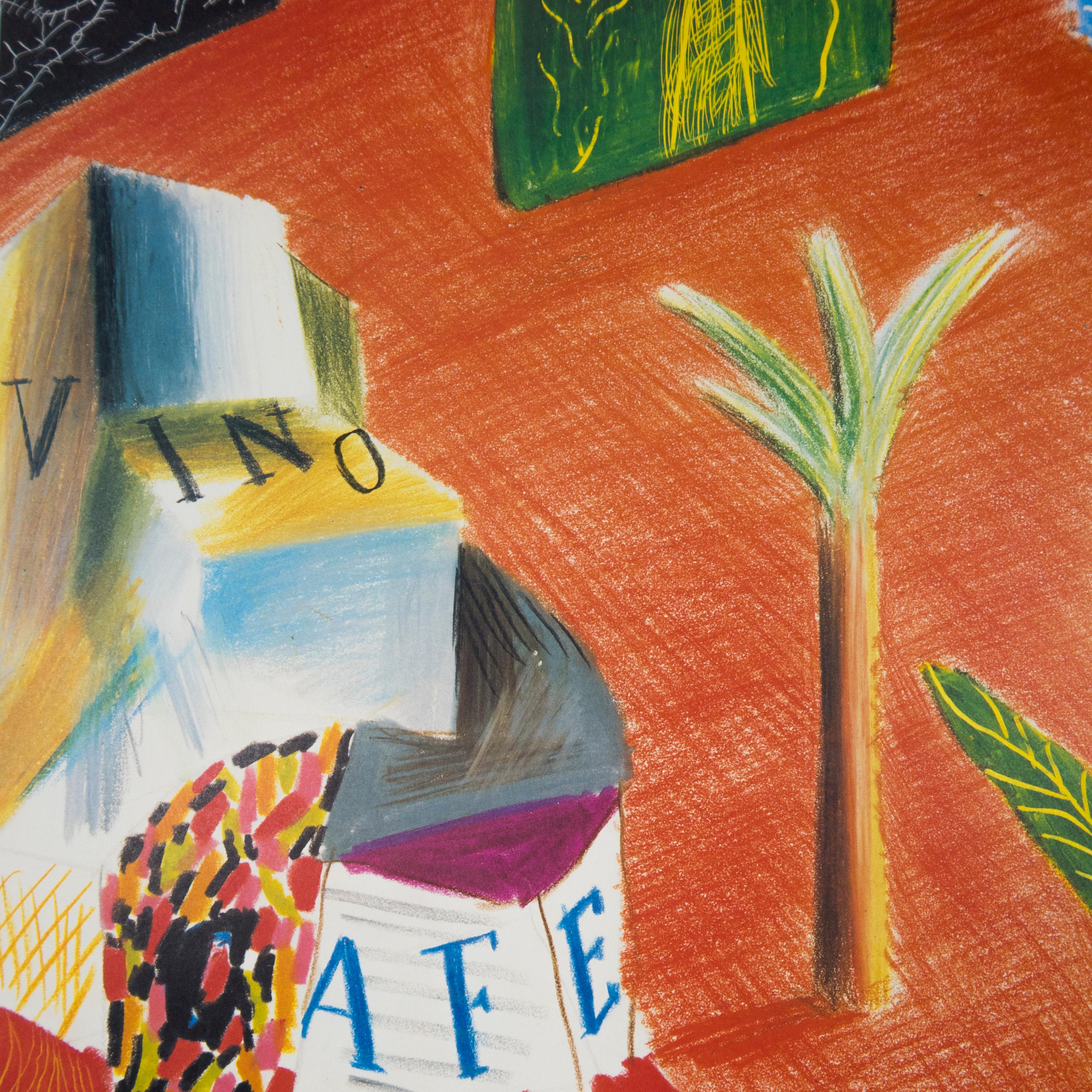 Affiche vintage David Hockney Miami, Nouveau Festival mondial des arts, palmiers, 1982 en vente 2