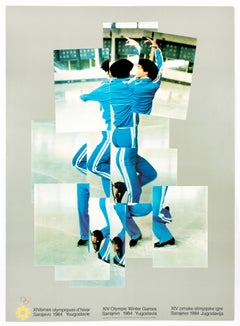 Vintage David Hockney poster, XIV Olympic Winter Games 1984, The Skater