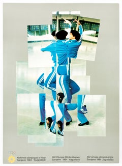 Vintage David Hockney poster, XIV Olympic Winter Games 1984, The Skater