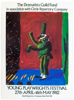 Vieille affiche David Hockney Young Playwrights Festival 1982