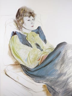 Vintage Hockney poster Celia Wearing Checkered Sleeves 1981 Chicago Art Fair