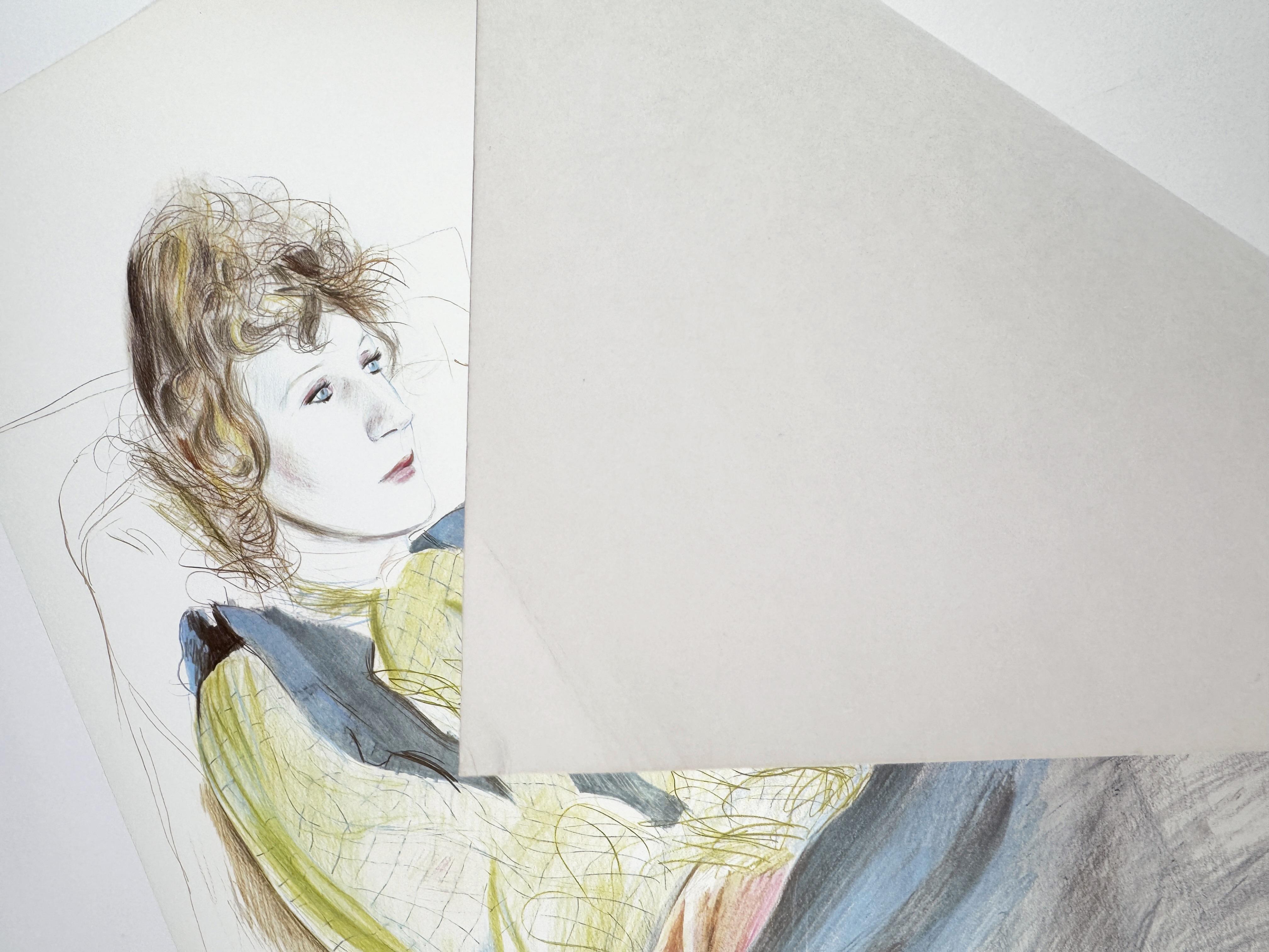 Póster vintage de Hockney Celia con mangas a cuadros 1981 Feria de Arte de Chicago en venta 2