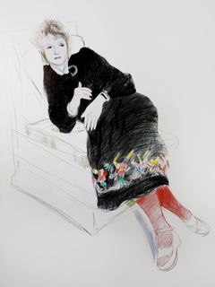 Vintage Hockney poster Kammer 1981 Celia in a Black Dress and Red Stockings