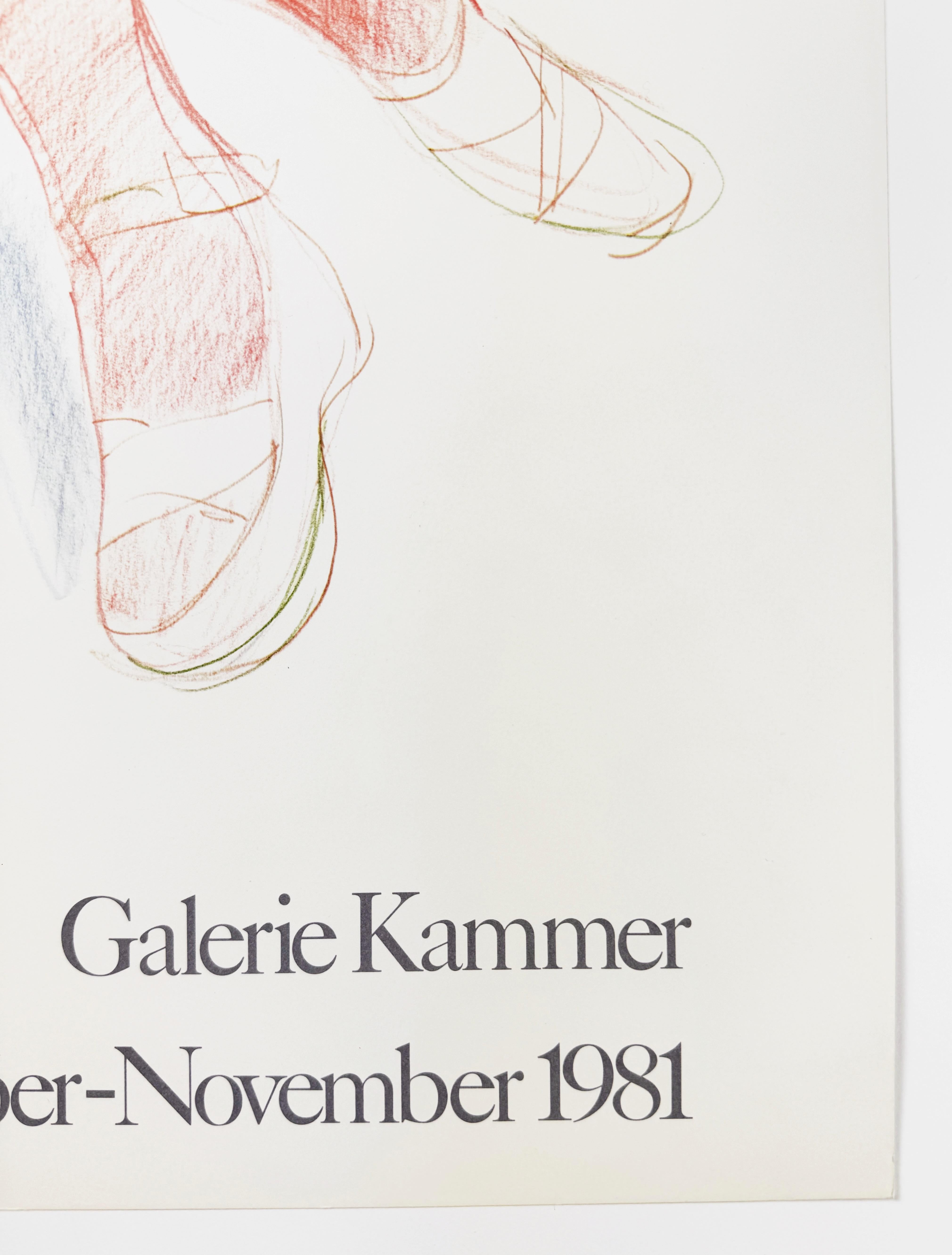 Vintage Hockney poster Kammer 1981 Celia in a Black Dress and Red Stockings For Sale 2