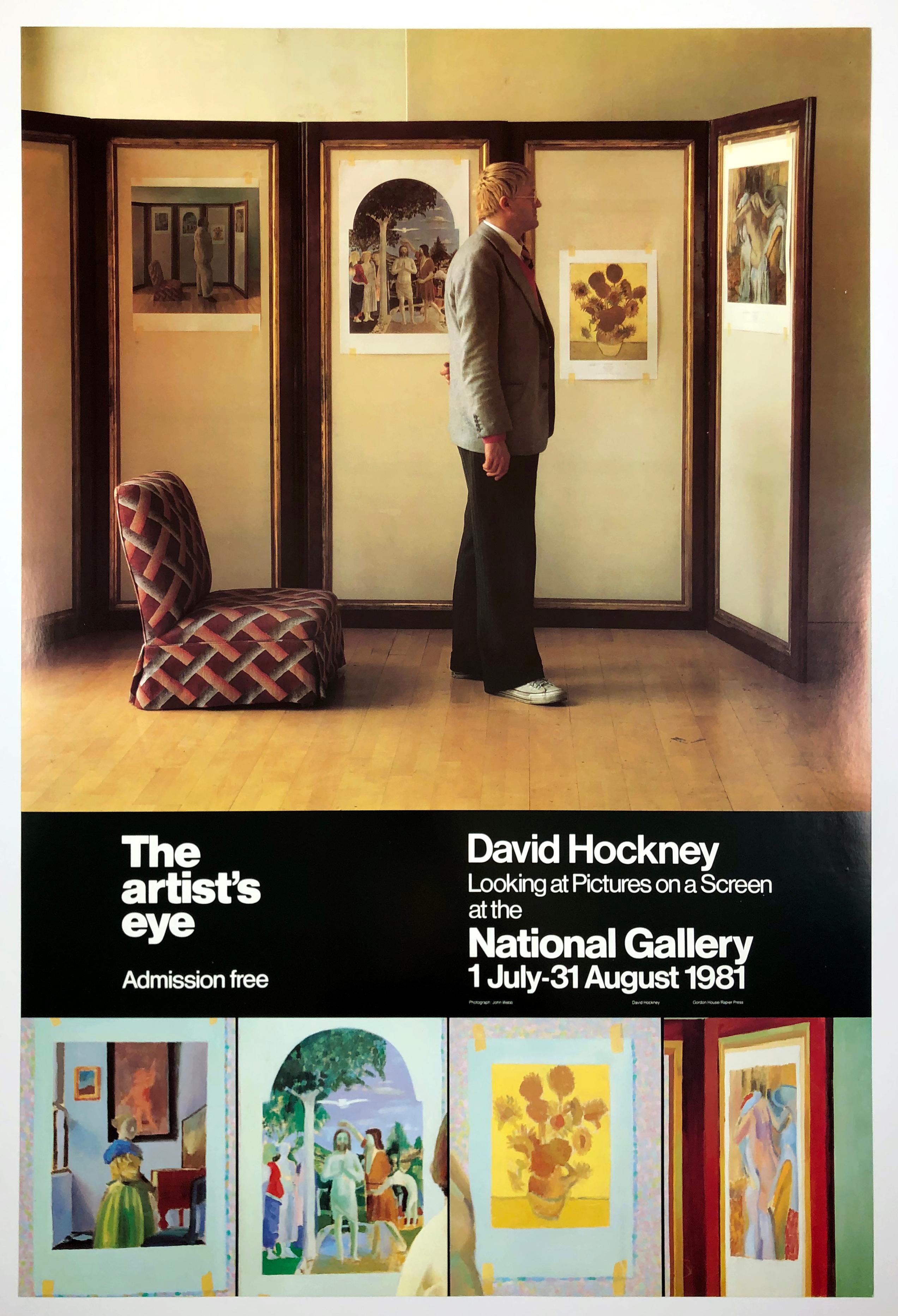David Hockney Interior Print - Vintage Hockney poster National Gallery (The Artist’s Eye) 
