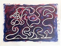 White Lines Dancing in Printing Ink - Abstract British Art