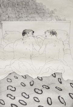 David Hockney Signed Exhibition Poster - Two Boys Aged 23 or 24 - Berlin, 1968