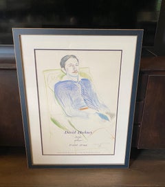 David Hockney Signed Lithograph Poster for Dessins et Gravures Exhibition, 1975