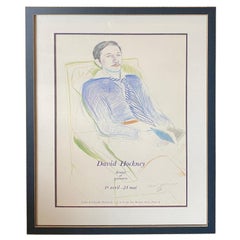 David Hockney Signed Lithograph Poster for Dessins et Gravures Exhibition, 1975