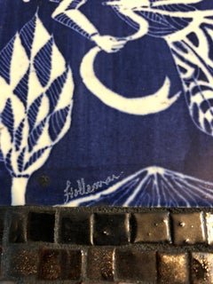 Raro mosaico di piastrelle ebraiche d'epoca con calligrafia ebraica graffita