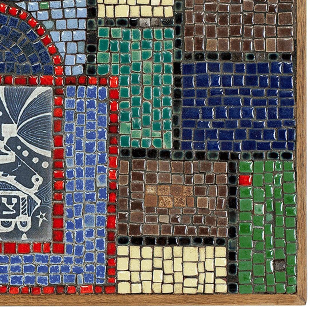 Rare mosaïque de carreaux judaïques vintage avec calligraphie hébraïque Sgraffito en vente 2