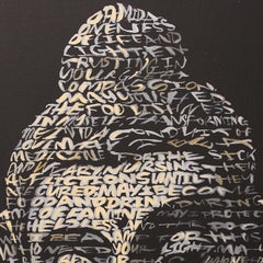 "Buddha" Text: Metta Karuna Prayer, Acrylic on Canvas