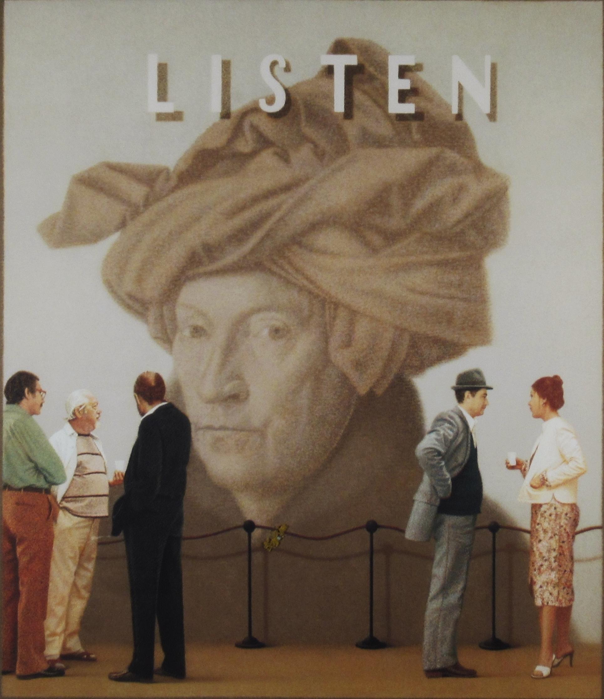 Listen - Beige Interior Print by David Hollowell