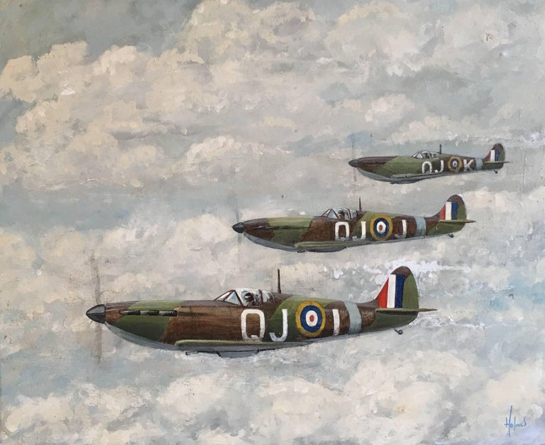 David Holmes - Three Spitfires, original oil painting at 1stDibs ...