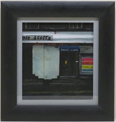 ORIGINAL LATE 20thC OIL PAINTING - LONDON SOHO Famous Ronnie Scotts Jazz Club