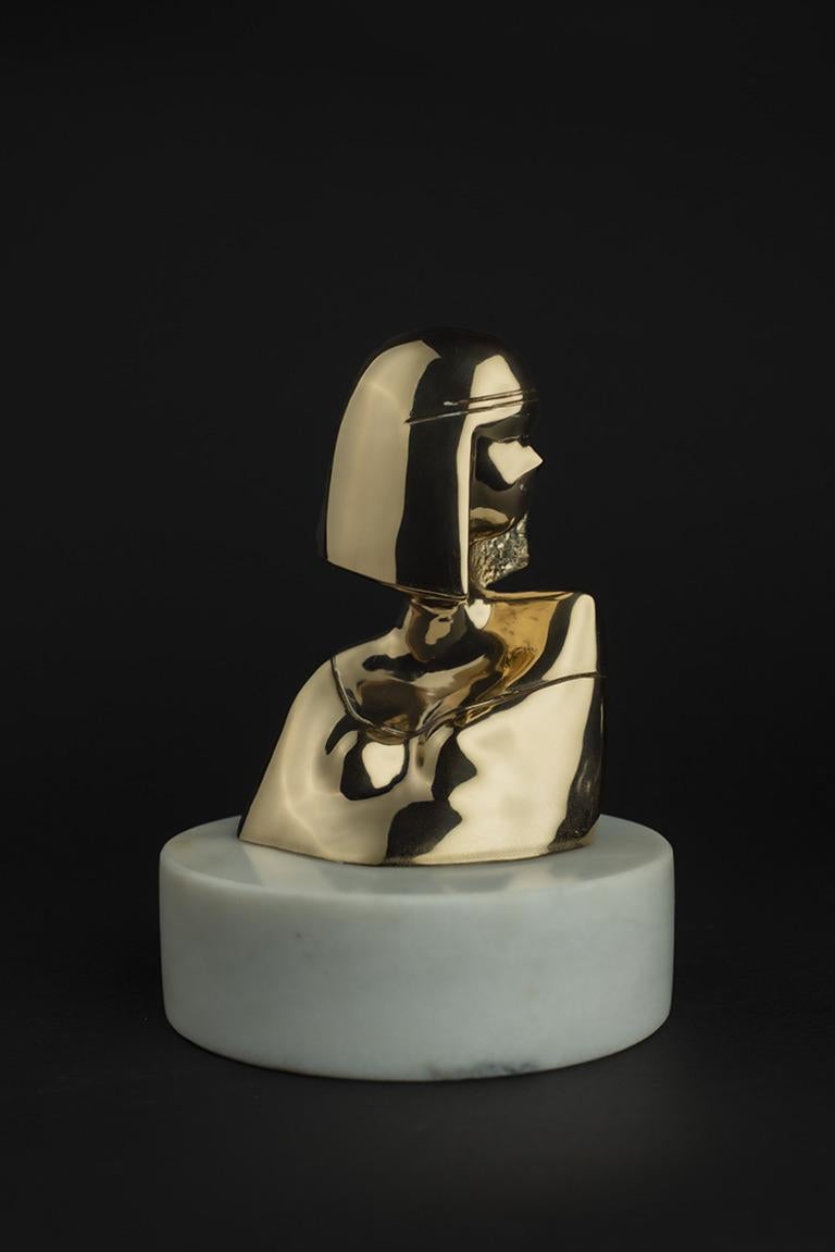 David Hostetler Sculpture Bust Female Polished Bronze Art Deco Commission Only For Sale 1