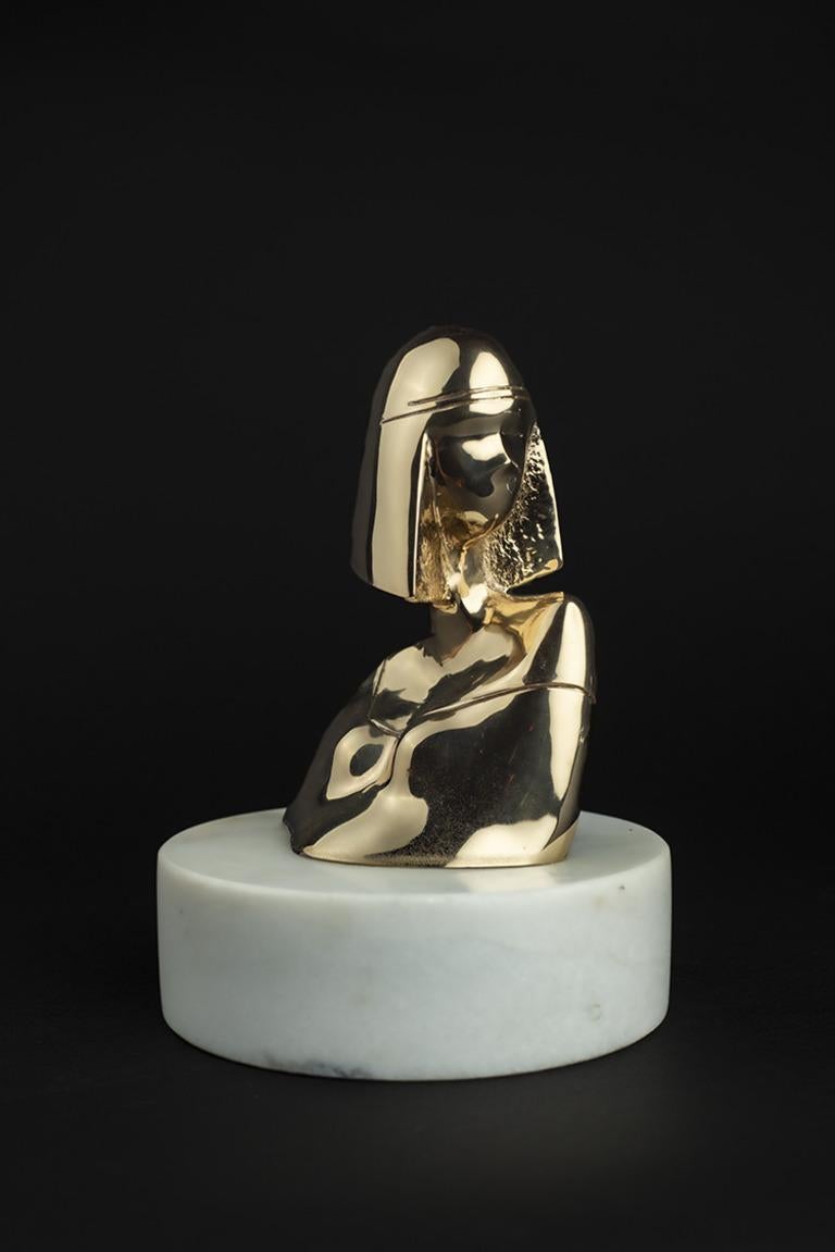 David Hostetler Escultura Busto Mujer Bronce pulido Art Decó Sólo por encargo