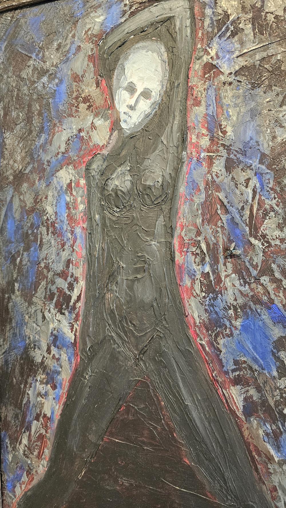 David Hostetler, Black, Female, White Face, Dancer, Mask For Sale 1