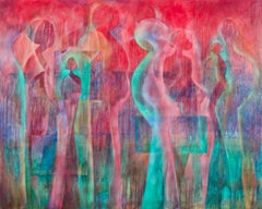 David Hostetler, Rojo, Rosa, Verde, Figuras femeninas, Estampados, Colores vivos