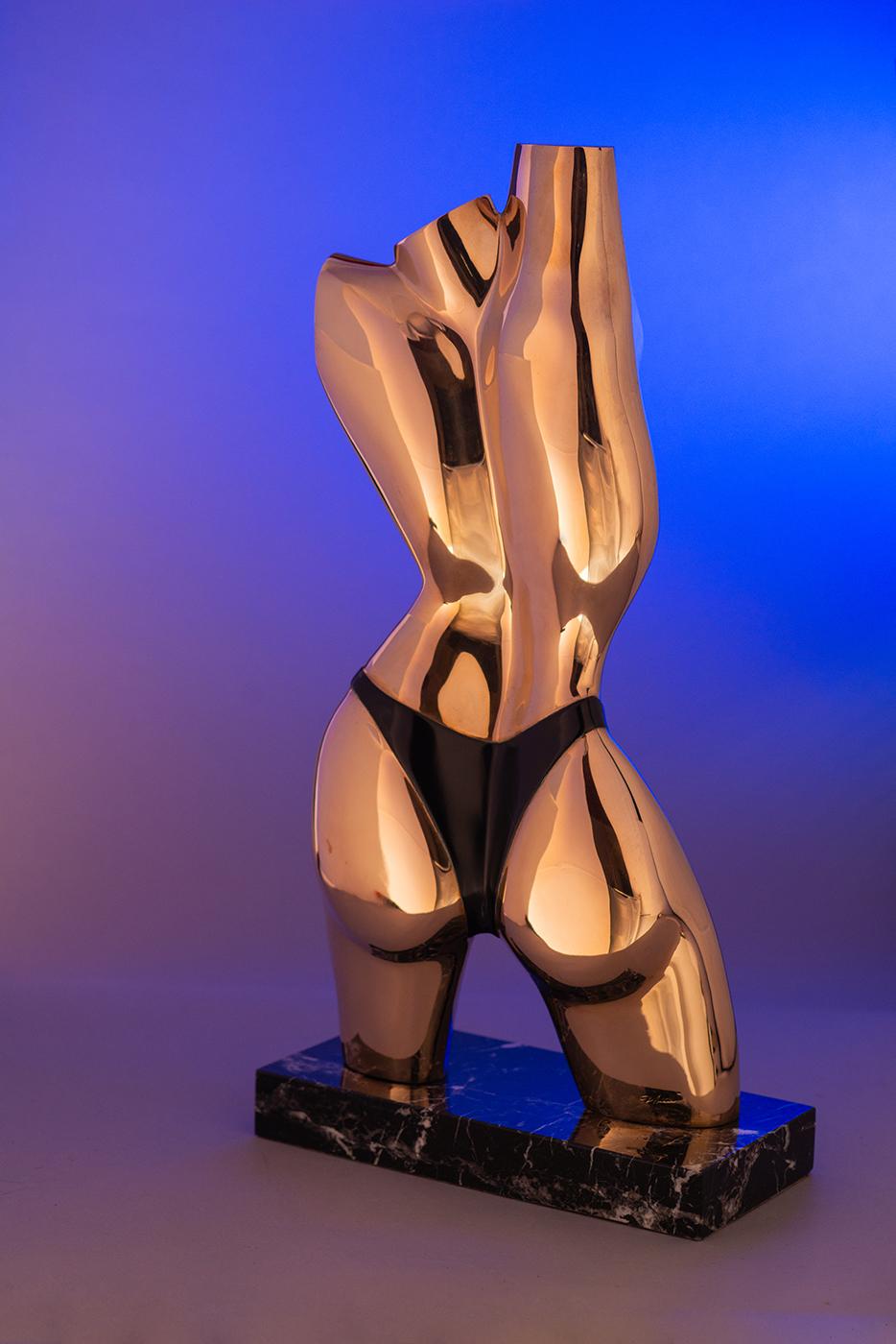 David Hostetler, Bañista, Oro, Brillante, Torso, Bikini, Mujer, Bronce pulido en venta 1